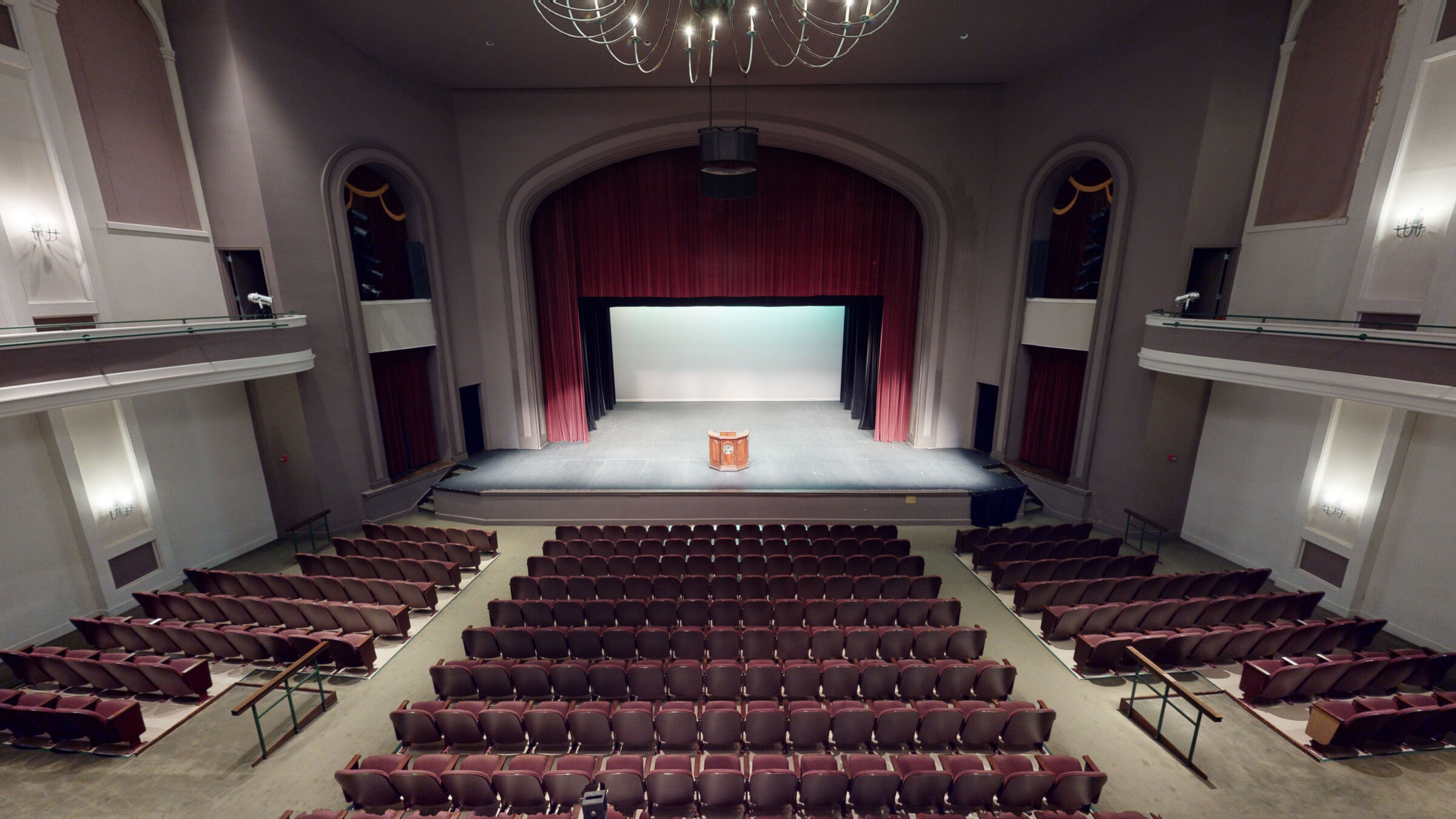 The interior of the Gail Brower Huggins Performance Center at Greensboro College.